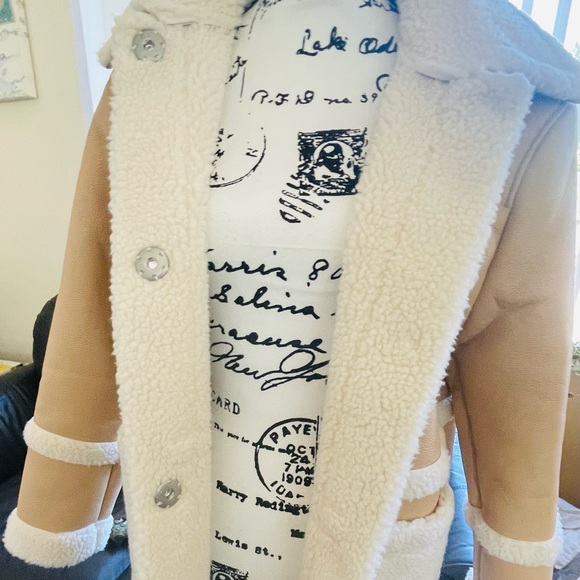 Avec Les Filles Darylane Faux-Shearling Faux-Leather Woman’s Coat Size M - Picture 2 of 16